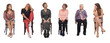 group of women sitting looking everywhere on white background