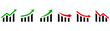 Growth and decline of company profits Isolated vector icon. Company performance indicator. Growing graph icon graph sign. Diagram of increasing and decreasing profits. Profit growth icons on white bac