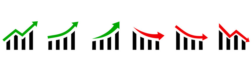 growth and decline of company profits isolated vector icon. company performance indicator. growing g