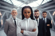 © Eugenio Marongiu - Generative ai team of business people posing with woman leader standing in front