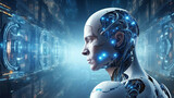 Fototapeta Nowy Jork - Technological Evolution of The Digital Mind. Embracing Artificial Intelligence. 