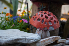 The Red And White Mushroom Decorated Outdoor