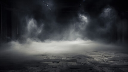 Smoke on floor. Misty fog. Generative AI