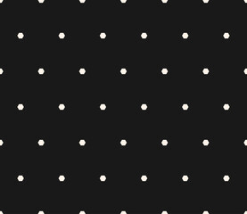 Wall Mural - Minimalist seamless pattern with small hexagons. Vector monochrome geometric texture, abstract black and white background with small hex, dots. Dark design for decor, wallpaper, digital, web, print