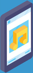 Wall Mural - mobile application interface music player. modern telephone with note on screen playing audio or rad