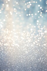 Christmas background with snowflakes and bokeh glitter effect with room for copy. AI generative art.