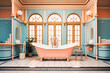 © Анна Мартьянова - Generative AI. visual style in pink blue colors bathroom in retro style. vintage aesthetics of the 60s