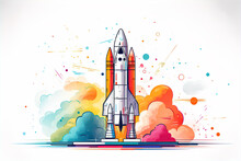 Rocket Science, Business Success, IT Start-up Investing Illustration Background