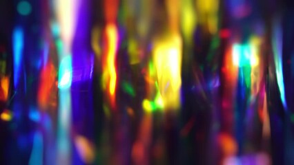 Prism Light Flares Overlay on Black Background. Sparkle and shine holographic glowing. Christmas Lights Bokeh Effect
