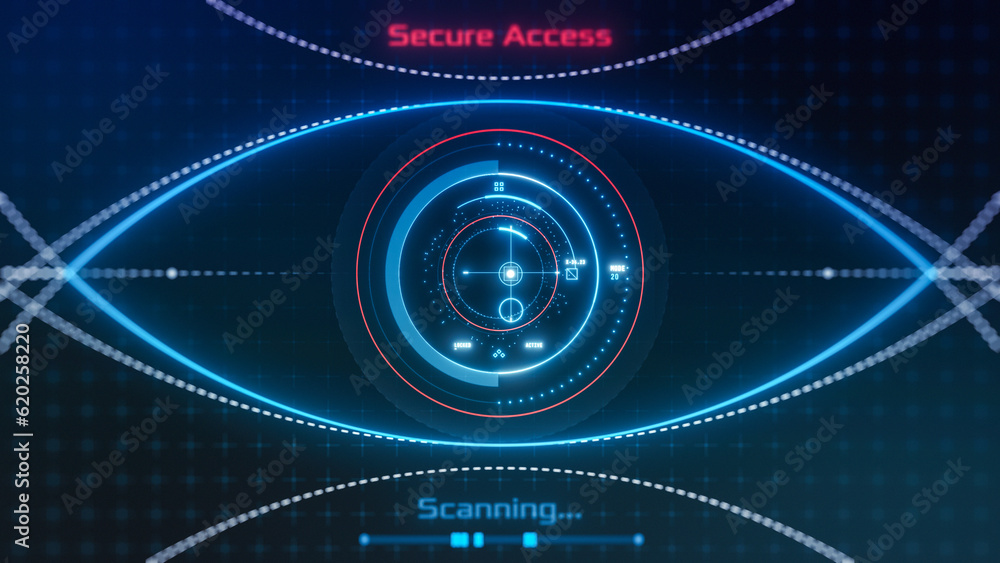 Futuristic Biometric Access, Eye Scan and Recognition HUD, secure ...