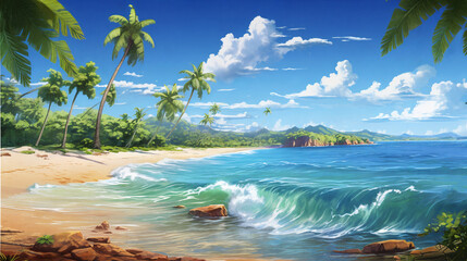 Wall Mural - tropical island ,panorama . ai generative
