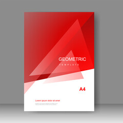 Wall Mural - Book cover red triangle design modern. Annual report. Brochure template, catalog. Simple Flyer promotion. magazine. Vector illustration