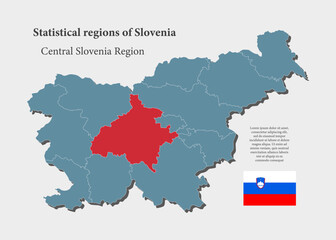  Vector map Slovenia and Central region