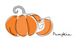 line drawing autumn, pumpkin harvest, zucchini, patisson, doodle, fresh vegetable abstract logo