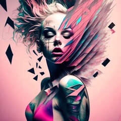 Wall Mural - girl with hair