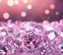 Diamonds On Pink Bokeh Background.