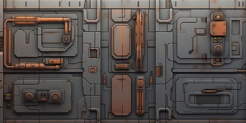 Wall Mural - ai generated. ai generative. sci fi future technology space galaxy ship decoration door panel hud. g