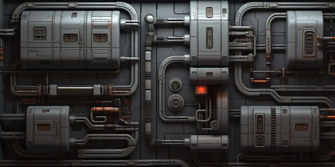 Wall Mural - ai generated. ai generative. sci fi future technology space galaxy ship decoration door panel hud. g