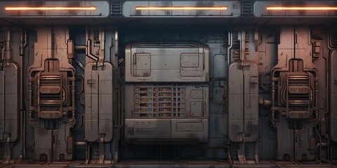 ai generated. ai generative. sci fi future technology space galaxy ship decoration door panel hud. g