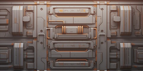 Wall Mural - AI Generated. AI Generative. Sci fi future technology space galaxy ship decoration door panel hud. Graphic Art