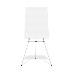 Wall Mural - Flipchart, display easel stand vector mock-up. Blank whiteboard realistic mockup. Tripod flip chart white board. Template for design