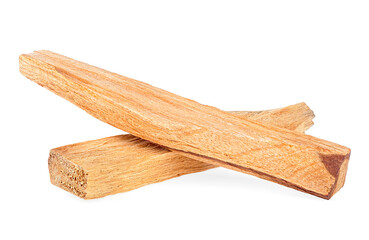 Palo Santo incense wood sticks isolated on a white background. Bursera Graveolens, organic holy tree.