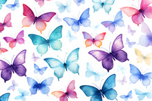 Colorful Butterflies On White Background