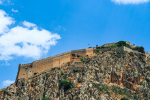 The 18th Century Palamidi Fortress Citadel With A Bastion On The Hill, Nafplion, Peloponnese