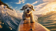 Dog Surfing On A Surfboard