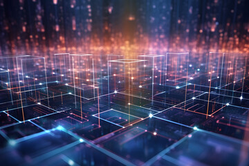 technic futuristic electonic network blockchain wallpaper with connecting communication digital data elements in background texture
