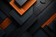 Dark gray rectangular blocks with intersecting bright orange wooden panels forming a layered pattern