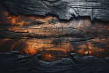 Fototapeta Młodzieżowe - Burnt Wood Texture with Glowing Embers