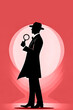 Silhouette of a detective man with magnifying glass