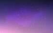 Violet space background. Glowing milky way. Starry aurora borealis. Night sky with neon light effect. Purple galaxy backdrop. Fantasy cosmic universe. Vector illustration