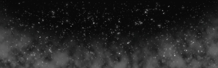 Wall Mural - starry night background. wide cosmos with clouds. deep universe with stardust effect. glowing outer 