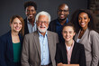 A portrait of a multigenerational business team with diverse attire, representing different roles and responsibilities within the organization Generative AI