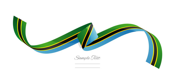 Wall Mural - Tanzanian flag ribbon vector illustration. Tanzania flag ribbon on abstract isolated on white color background