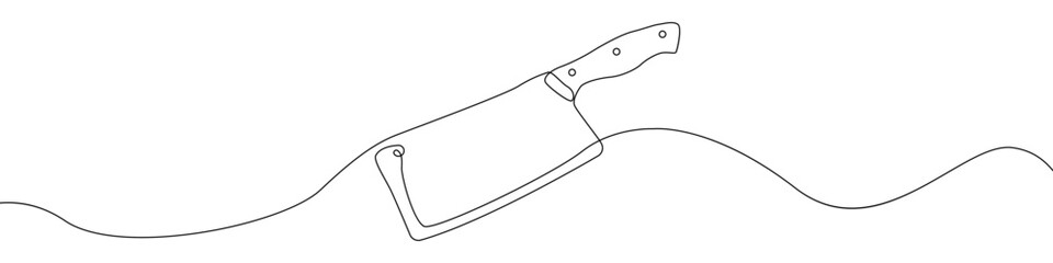Wall Mural - Cleaver icon line continuous drawing vector. One line Cleaver icon vector background. kitchen knife icon. Continuous outline of a chef's knife icon.