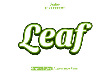 Wall Mural - leaf text effect with green graphic style and editable.