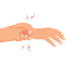 Hand holding painful wrist injury with carpal tunnel syndrome
