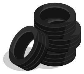 Poster - Tires stack icon. Isometric car repair storage