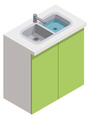 Sticker - Bathroom sink isometric icon. House interior furniture