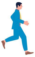 Wall Mural - Businessman hurrying for work. Deadline concept. Man running