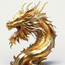 Golden Dragon On Black Background