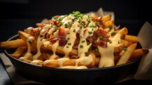 Crispy Loaded French Fries With Cheese Sauce And Bacon