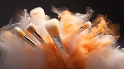 a group of makeup brushes. generative ai