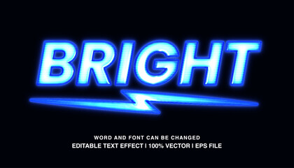 Bright editable text effect template, shiny blue neon light futuristic style typeface