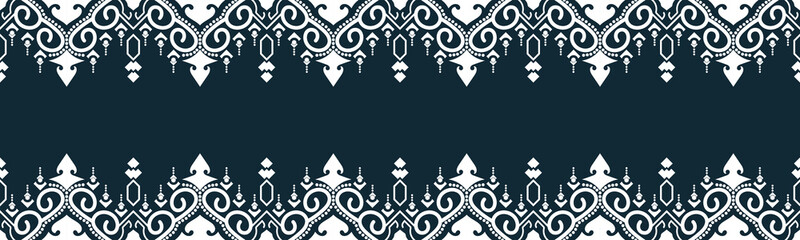 Wall Mural - seamless pattern abstract ethnic geometric embroidery design repeating background texture in black and white.wallpaper and clothing. EP.94