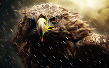 Sticker - A close-up of an eagle in a storm