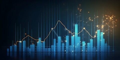 Wall Mural - Market chart of business increase stock graph or investment financial data profit on growth money diagram background with success diagram exchange information, AI generative